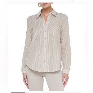 L’agence Laurent Metallic Stripe Button-Up Shirt